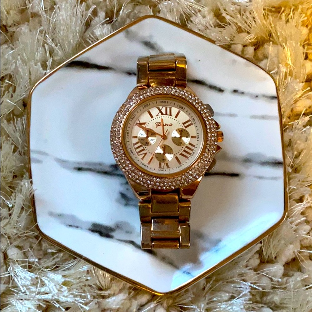 Geneva Rose Gold Large Face Women’s Watch